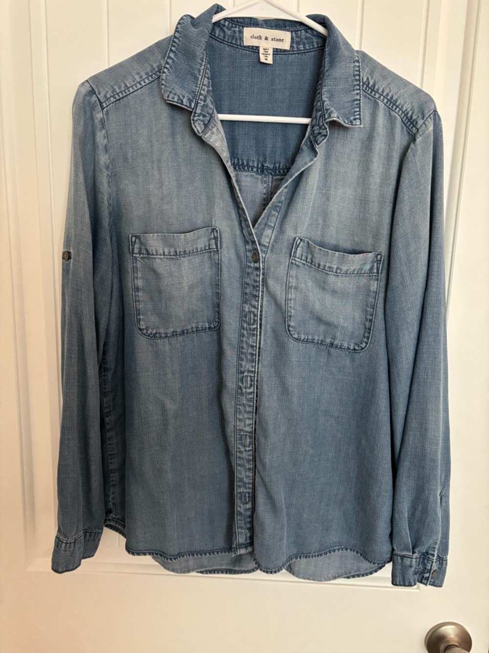 cloth & stone Washed Blue Denim Shirt Jacket
